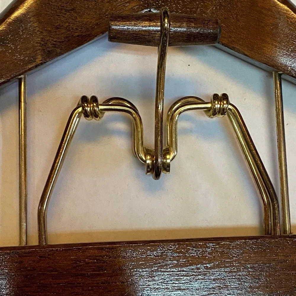 Vintage Wooden Metal Suit Hangers Mid Century Modern Lot of 3 Made in Taiwan